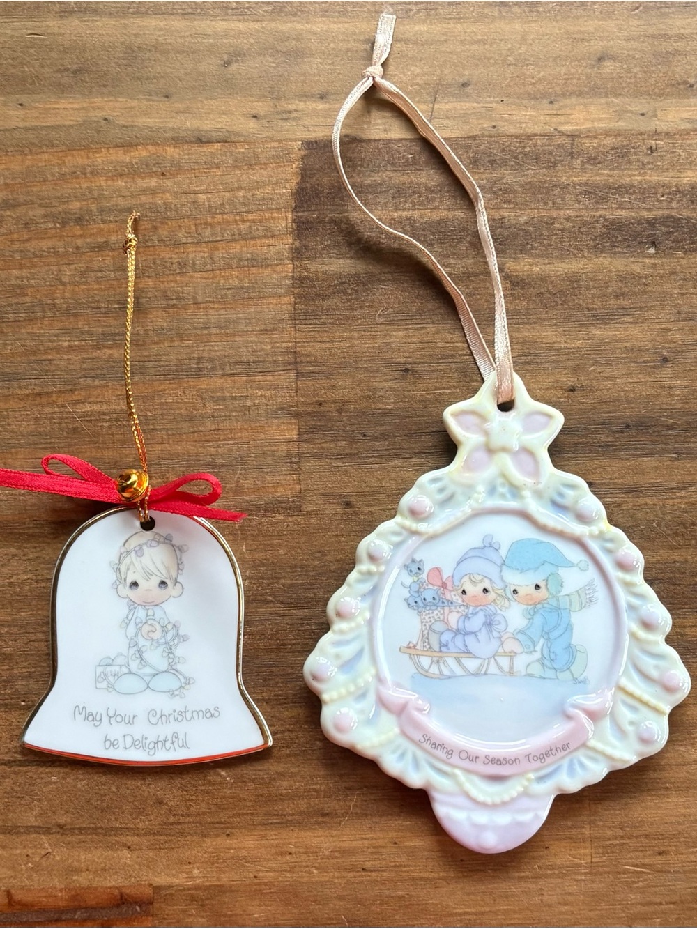 Vintage Precious Moments Ceramic Christmas Ornaments